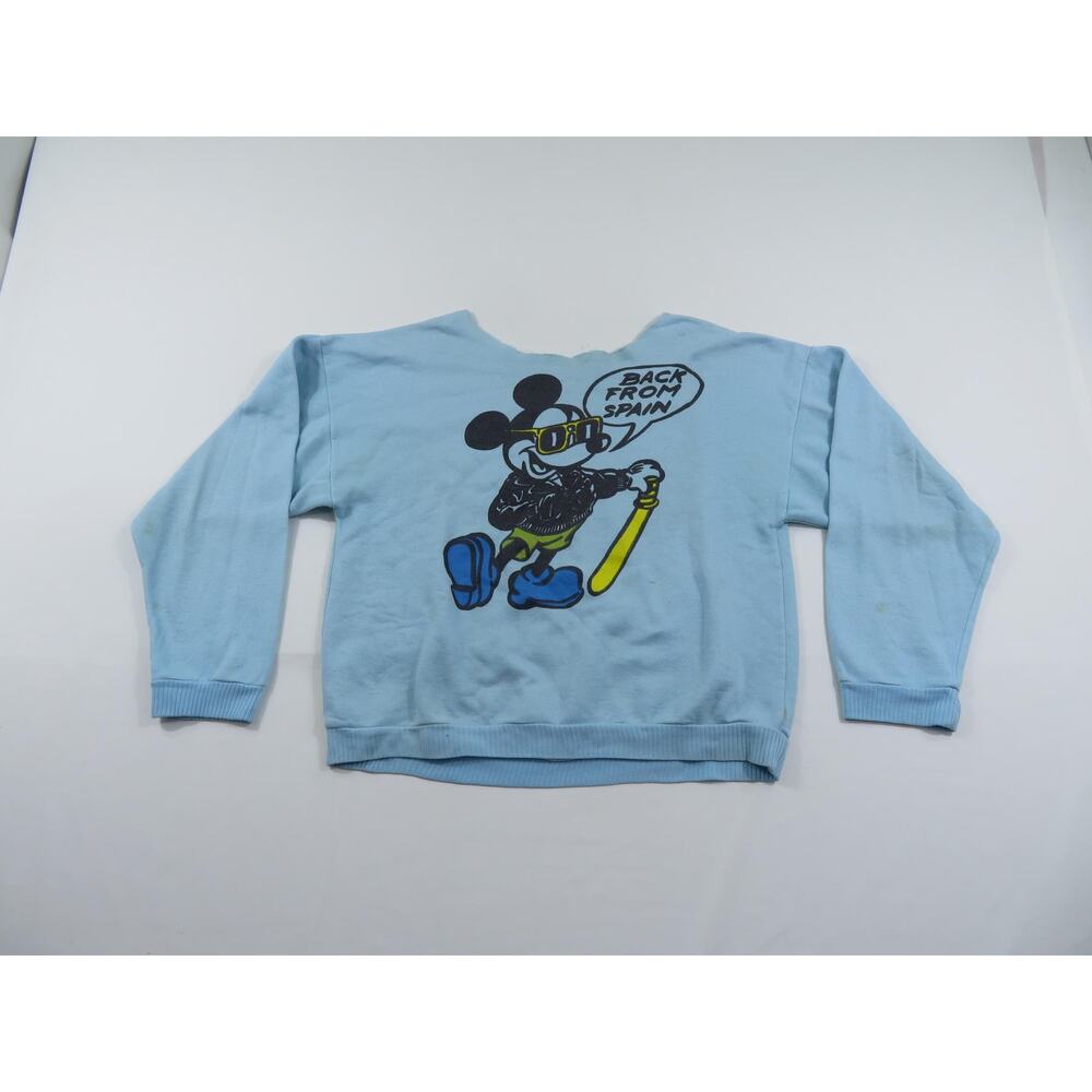 Mickey Mouse Sweatshirt, Back From Spain, Blue Womens Sz L? 1980s